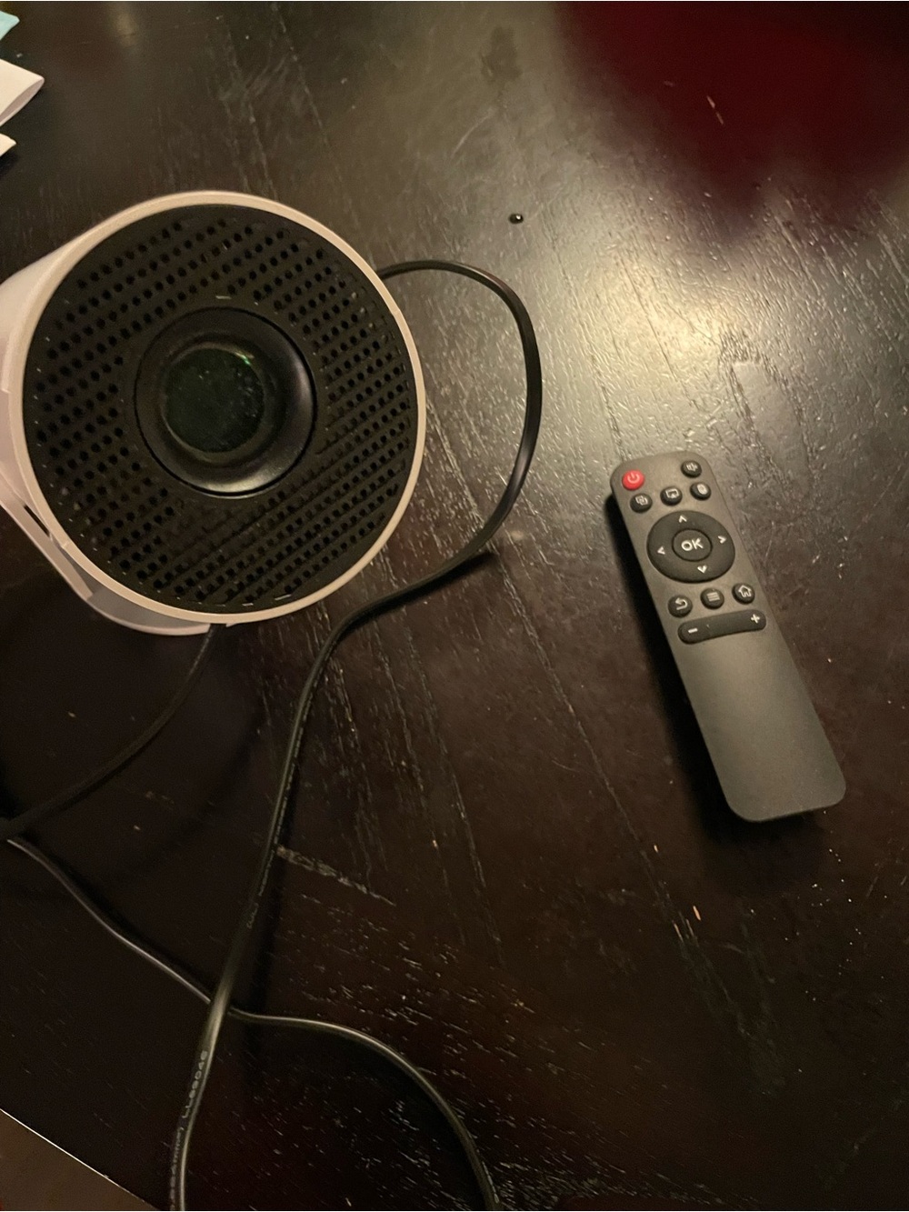 Compact White Portable Projector with Remote- wifi application with bluetooth